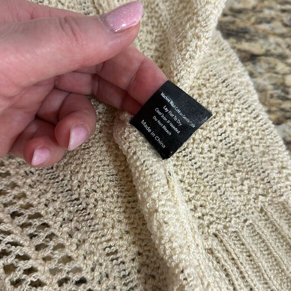 POL Tan Color Open Front Knitted Cardigan Sweater Size L - Picture 7 of 10